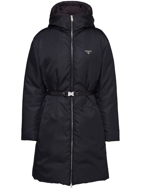 womens prada jacket with hood fur nylon zippers|prada re nylon down jacket.